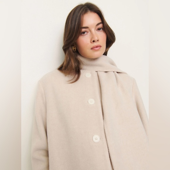 NEW Reformation Asher Coat in Cream Off White Detachable Scarf | size XS - Picture 4 of 10